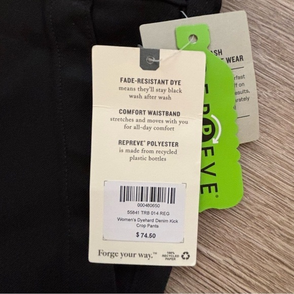 Duluth Trading Black Dyehard Kick Crop Pants Women’s 14 Regular NWT - Picture 10 of 12